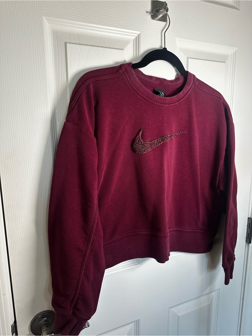 Nike Women's Burgundy Cropped Sweatshirt